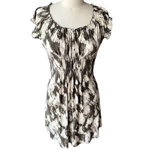 MICHAEL KORS Brown & White Tie Dye On/Off The Shoulders Dress ~ Women's MEDIUM P